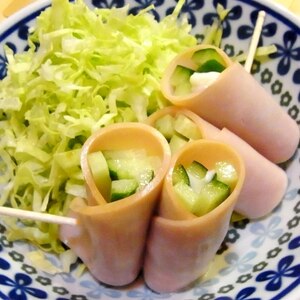 簡単 お弁当すきまおかず ハムでマヨきゅう巻き